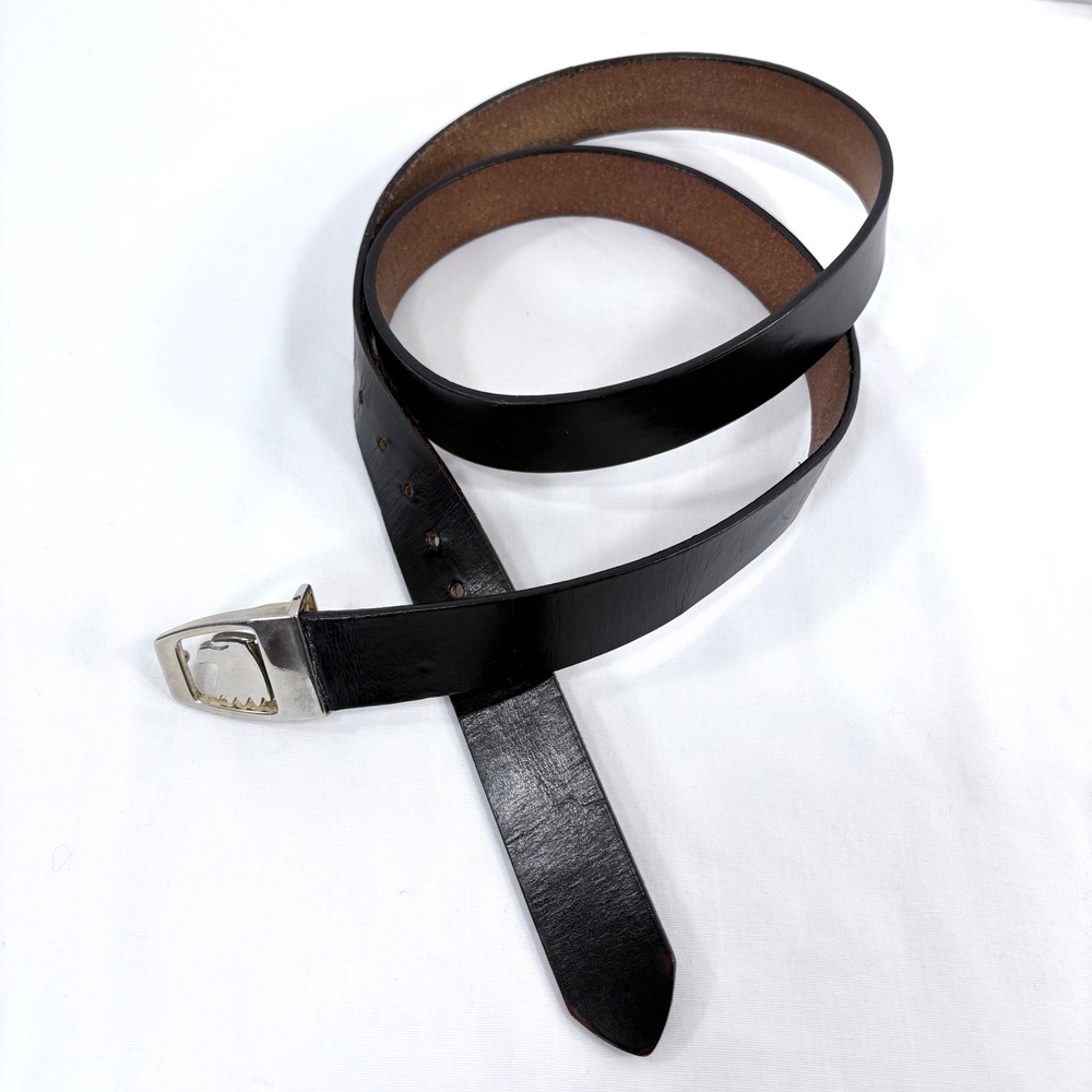 Handmade Belt Black Leather Silver Eagle Buckle Made in Italy Mens 42